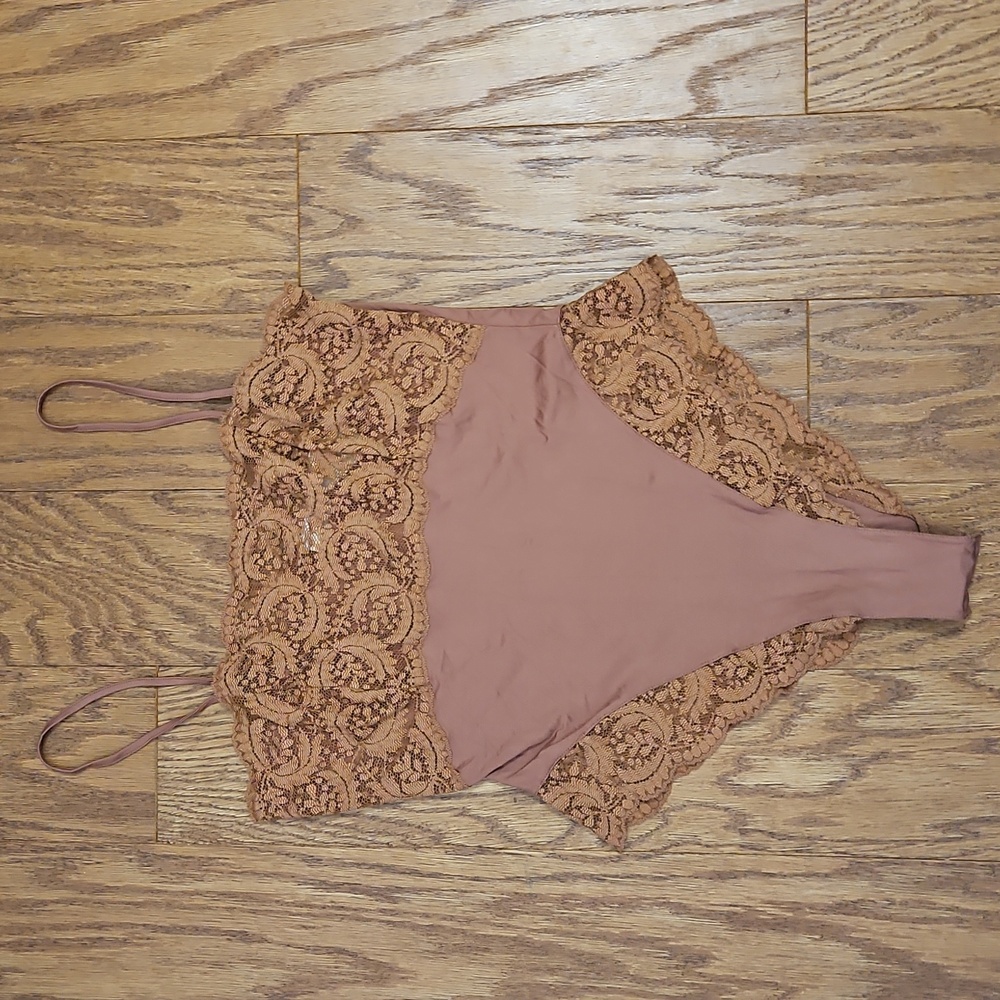 Delicates Lingerie Chocolate  Lace Bodysuit Medium